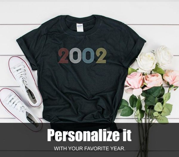 women's t-shirt any age birthday shirt retro style gift for her and him gifts limitededition 2002 summer spring casual, White
women's t-shirt any age birthday shirt retro style gift for her and him gifts limitededition 2002 summer spring casual, White