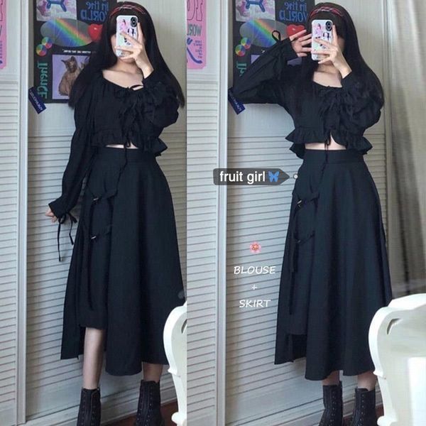 skirts japanese lolita skirt gothic black waist corset cotton puff women kawaii