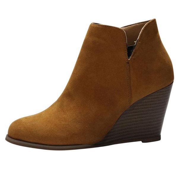 boots fashion brown autumn winter women suede wedges zipper solid color short booties round toe flock shoes botas mujer, Black
boots fashion brown autumn winter women suede wedges zipper solid color short booties round toe flock shoes botas mujer, Black