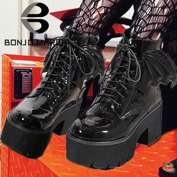 2022 platform chunky heel bat wing lace up zipper goth black punk cool womens boots street black ankle boots
2022 platform chunky heel bat wing lace up zipper goth black punk cool womens boots street black ankle boots