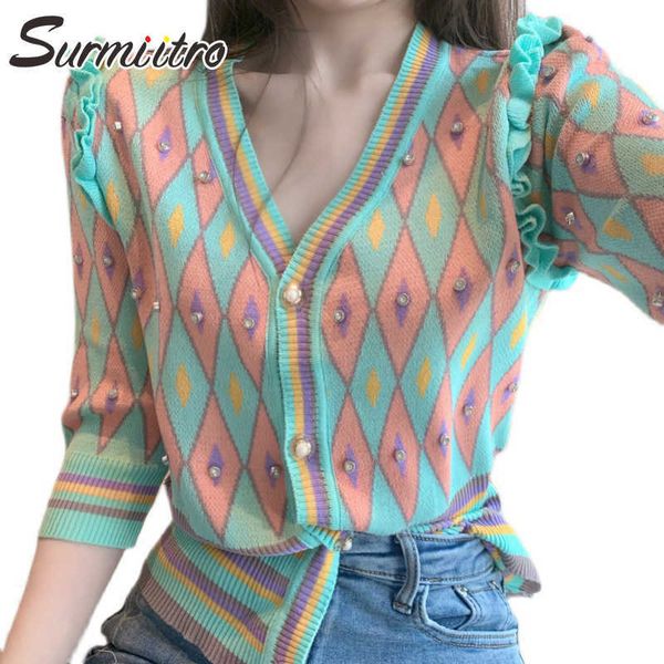 surmiitro diamonds cardigan women autumn winter korean laciness plaid long sleeve sweater female knitted knitwear 210712, White;black
surmiitro diamonds cardigan women autumn winter korean laciness plaid long sleeve sweater female knitted knitwear 210712, White;black
