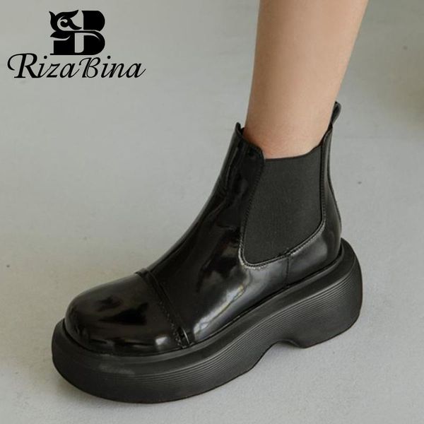 boots rizabina real leather women ankle shoes platform thick bottom slip on fashion winter ins style ladies footwear size 34-39, Black
boots rizabina real leather women ankle shoes platform thick bottom slip on fashion winter ins style ladies footwear size 34-39, Black