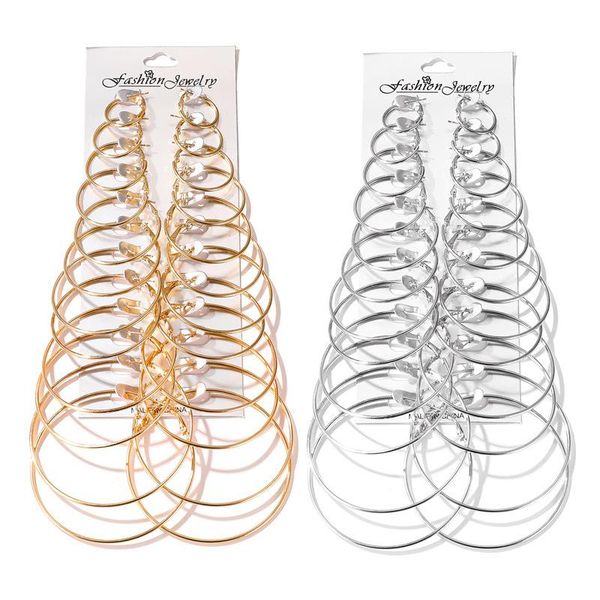 hoop & huggie fashion set exaggerated circle earrings 12 piece geometric card ears, Golden;silver 
hoop & huggie fashion set exaggerated circle earrings 12 piece geometric card ears, Golden;silver