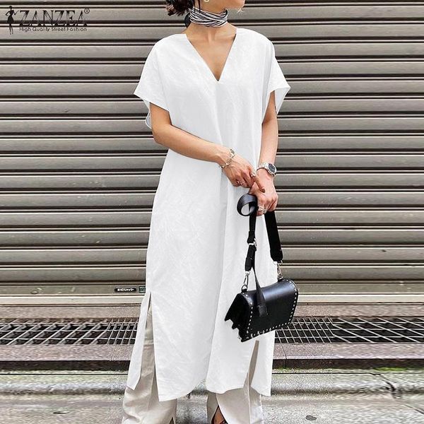 women's blouses & shirts zanzea chic solid color short sleeve stylish v-neck chemise leisure autumn femme oversize blusa streetwear, White
women's blouses & shirts zanzea chic solid color short sleeve stylish v-neck chemise leisure autumn femme oversize blusa streetwear, White