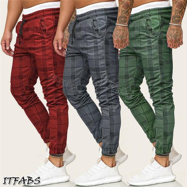 men's pants men plaid casual gym long sport slim fit trousers running joggers sweatpants, Black
men's pants men plaid casual gym long sport slim fit trousers running joggers sweatpants, Black
