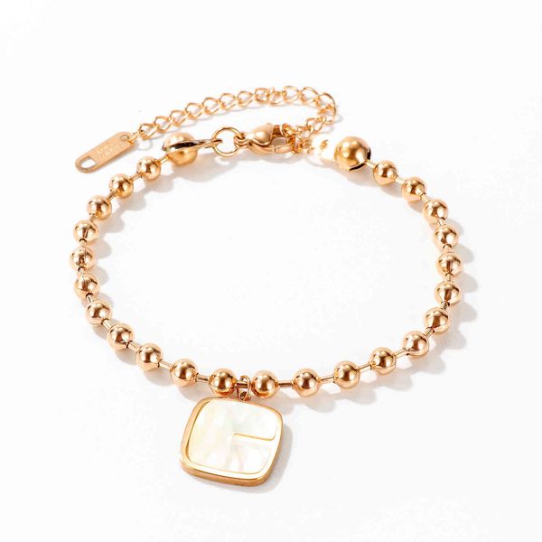 women's round bead titanium steel mother shell bracelet personalized square jewelry, Golden;silver
women's round bead titanium steel mother shell bracelet personalized square jewelry, Golden;silver