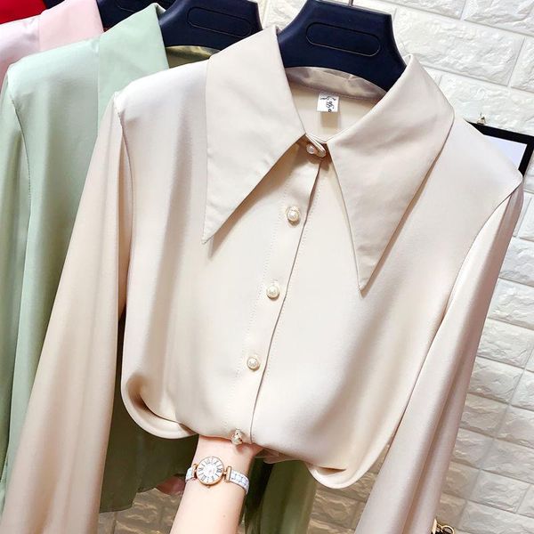 women's blouses & shirts 2021 fashion solid women female long sleeve turn-down collar chiffon blouse shirt casual elegant work q354, White
women's blouses & shirts 2021 fashion solid women female long sleeve turn-down collar chiffon blouse shirt casual elegant work q354, White