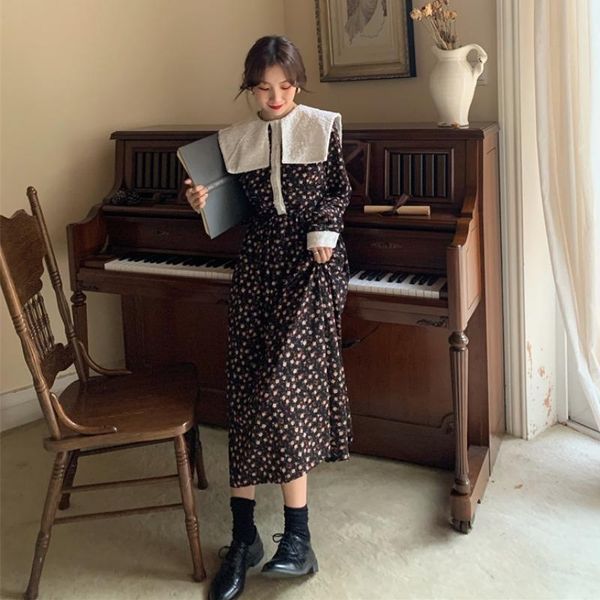 casual dresses werueruyu 2021 autumn retro dress long sleeves navy collar sleeve midi floral, Black;gray
casual dresses werueruyu 2021 autumn retro dress long sleeves navy collar sleeve midi floral, Black;gray