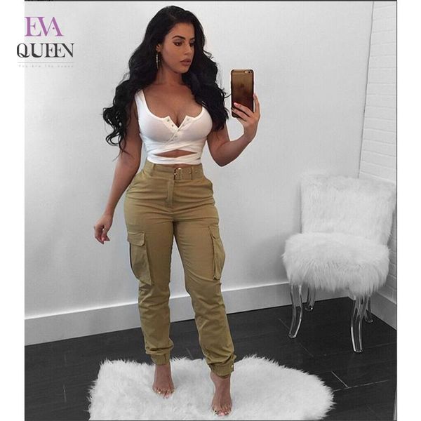 evaqueen solid khaki casual sashes cargo pants for women zippered pockets long high waist slim autumn pencil trousers women's & capris, Black;white
evaqueen solid khaki casual sashes cargo pants for women zippered pockets long high waist slim autumn pencil trousers women's & capris, Black;white
