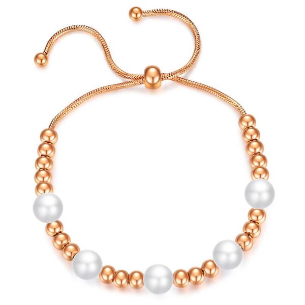 beaded, strands titanium steel bracelet round bead imitation pearl women's beaded elastic clasps, Black
beaded, strands titanium steel bracelet round bead imitation pearl women's beaded elastic clasps, Black