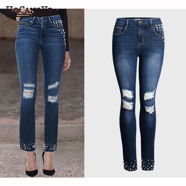 women jeans high waist denim pants plus size 3xl hole beading women's summer trousers straight elastic skinny, Blue
women jeans high waist denim pants plus size 3xl hole beading women's summer trousers straight elastic skinny, Blue