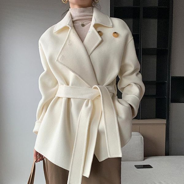 women's wool & blends small double-sided cashmere coat high-end autumn and winter 2021 foreign fashion design, Black
women's wool & blends small double-sided cashmere coat high-end autumn and winter 2021 foreign fashion design, Black