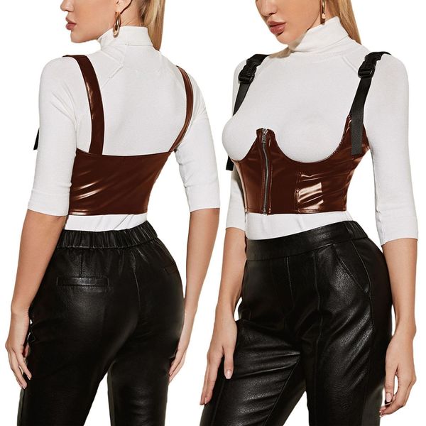 women womens tank fashion ladies casual solid color pu leather sleeveless low cut vest clubwear, White
women womens tank fashion ladies casual solid color pu leather sleeveless low cut vest clubwear, White