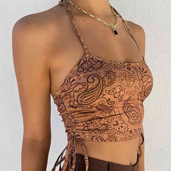 Print Ruching Sleeveless Camis Hollow Out Halter Tops Drawstring Backless Vintage Urban Streetwear Women Crop Tank Top Summer, White
Print Ruching Sleeveless Camis Hollow Out Halter Tops Drawstring Backless Vintage Urban Streetwear Women Crop Tank Top Summer, White