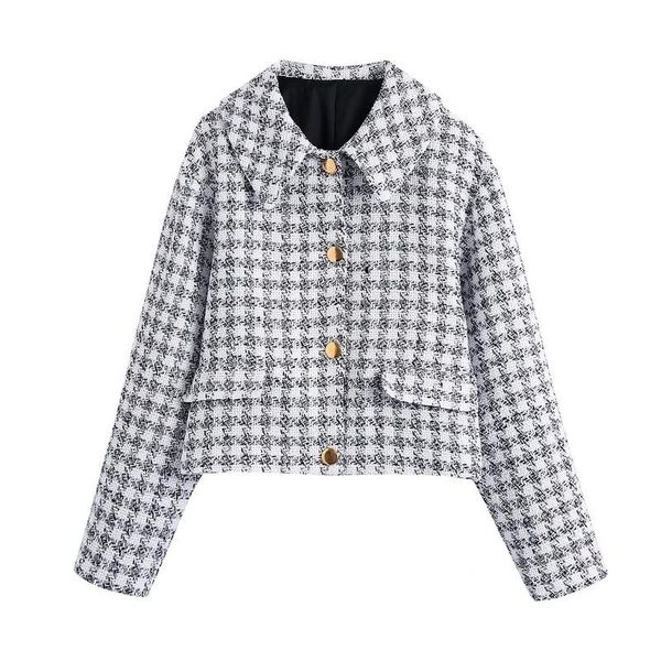 women's suits & blazers 2021 autumn style small suit korean casual jacket lapel houndstooth single-breasted texture short women, White;black
women's suits & blazers 2021 autumn style small suit korean casual jacket lapel houndstooth single-breasted texture short women, White;black