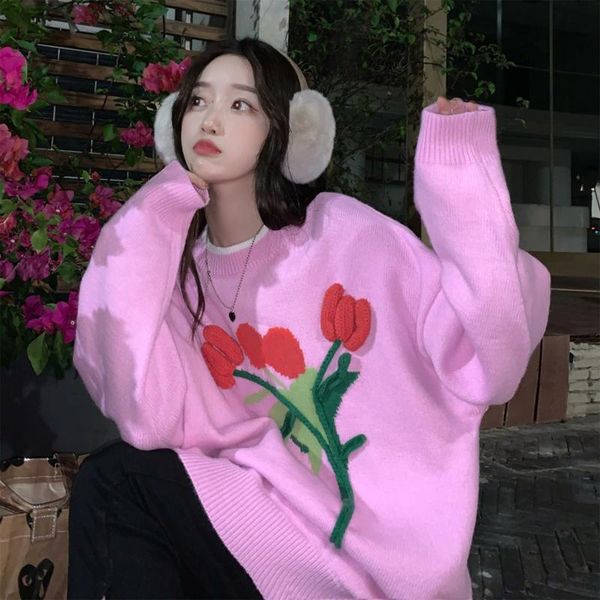 women's sweaters cute flower sweater women o-neck full sleeve oversized pullovers 2022 spring autumn korean fashion sweet female 2673, White;black
women's sweaters cute flower sweater women o-neck full sleeve oversized pullovers 2022 spring autumn korean fashion sweet female 2673, White;black