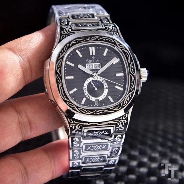wristwatches men stainless steel automatic mechanical daydate transparent moonphase sapphire geneve vintage carved watch, Slivery;brown
wristwatches men stainless steel automatic mechanical daydate transparent moonphase sapphire geneve vintage carved watch, Slivery;brown