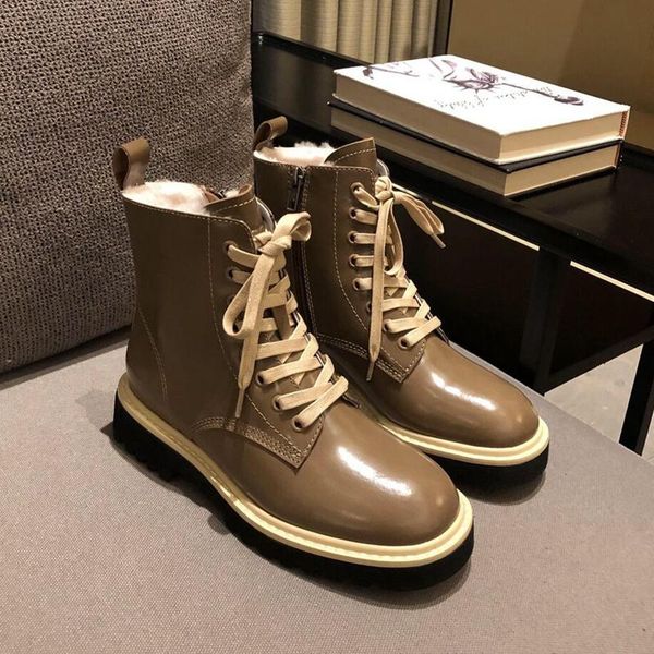 boots warm fur women fashion genuine leather lace up ankle platform low heels short combat, Black
boots warm fur women fashion genuine leather lace up ankle platform low heels short combat, Black
