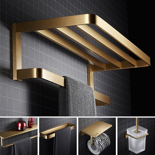 brushed gold bathroom accessories set brass towel ring/rack paper/toilet brush/hair dryer holder hooks coner shelf bath hardware accessory
brushed gold bathroom accessories set brass towel ring/rack paper/toilet brush/hair dryer holder hooks coner shelf bath hardware accessory