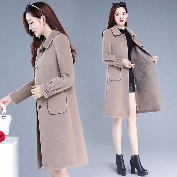 women's fur & faux 2021 winter women mink lamb coat korean long sleeve mid-length wool jacket fashion plus size slim outerwear ladies h, Black
women's fur & faux 2021 winter women mink lamb coat korean long sleeve mid-length wool jacket fashion plus size slim outerwear ladies h, Black