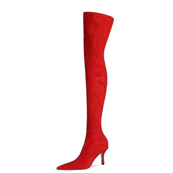 boots winter thigh high stretch women shoes suede leather pointy toe heel over knee customized big size 47, Black
boots winter thigh high stretch women shoes suede leather pointy toe heel over knee customized big size 47, Black