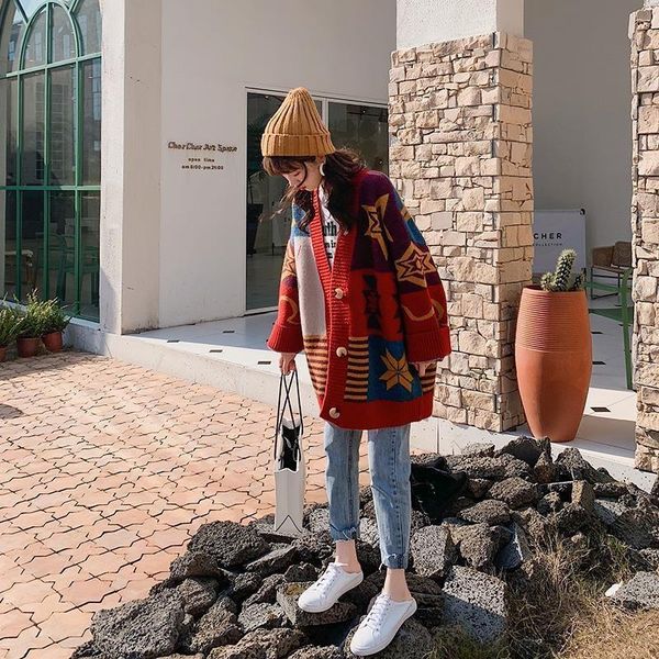 women's knits & tees women cardigan oversized 2021 spring autumn korean style color patchwork v neck colorfull knittd cardigans womens, White
women's knits & tees women cardigan oversized 2021 spring autumn korean style color patchwork v neck colorfull knittd cardigans womens, White