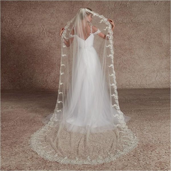 bridal veils veu de noiva in stock wedding accessory 3 meters veil white ivory lace edge long with metal comb, Black
bridal veils veu de noiva in stock wedding accessory 3 meters veil white ivory lace edge long with metal comb, Black