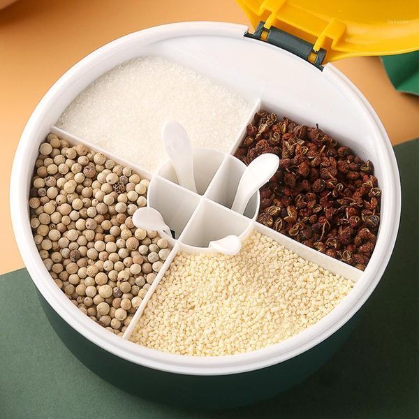 storage bottles & jars multi-grid spice jar with 4 spoon round kitchen seasoning box food containers salt spices sugar condiment pots
storage bottles & jars multi-grid spice jar with 4 spoon round kitchen seasoning box food containers salt spices sugar condiment pots