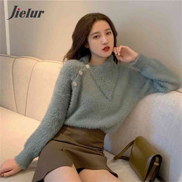 sweaters women autumn winter chic knitted pullovers korean sweater slim white pullover soft button solid color pull femme 210426, White;black
sweaters women autumn winter chic knitted pullovers korean sweater slim white pullover soft button solid color pull femme 210426, White;black