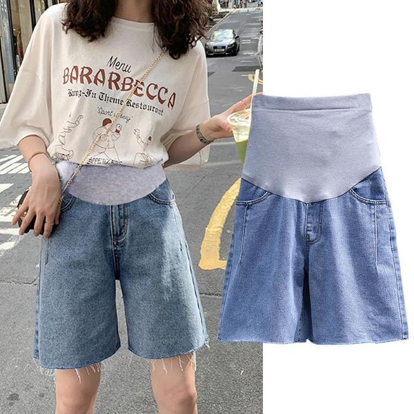 maternity bottoms 927# jeans shorts summer cropped denim pants belly support abdomen elastic waist easy matching trousers, White
maternity bottoms 927# jeans shorts summer cropped denim pants belly support abdomen elastic waist easy matching trousers, White