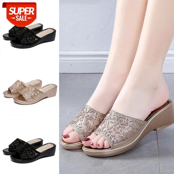Summer new women's slippers comfortable breathable wedge with thick bottom versatile mesh rhinestone 2020 #k05Q, Black
Summer new women's slippers comfortable breathable wedge with thick bottom versatile mesh rhinestone 2020 #k05Q, Black