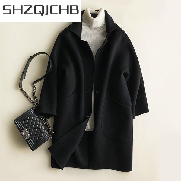 coat 100% wool double-sided female jacket black oversized long korean womens coats overcoat manteau femme snj1911 women's & blends
coat 100% wool double-sided female jacket black oversized long korean womens coats overcoat manteau femme snj1911 women's & blends