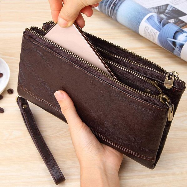 wallets business long men genuine leather wallet double zipper male purse for wristband clutch card holder, Red;black
wallets business long men genuine leather wallet double zipper male purse for wristband clutch card holder, Red;black