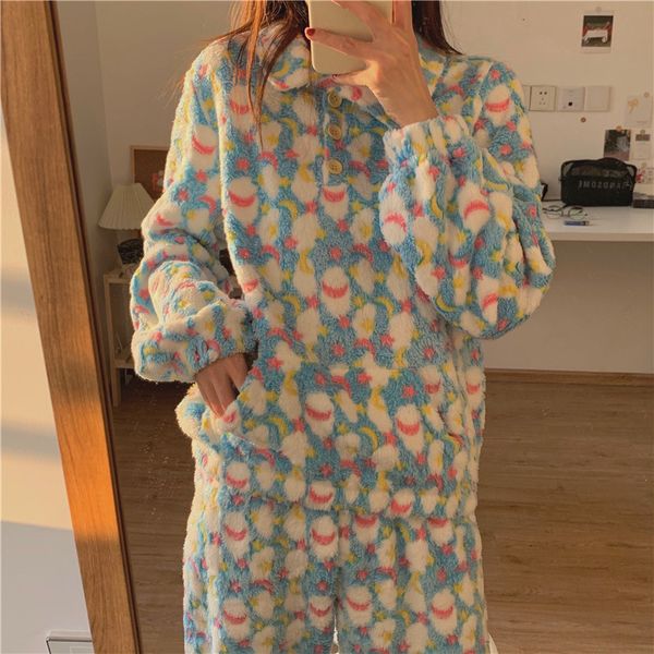 sleepwear chic flannel printing nightwear two piece suit sets sweet soft casual homewear round-neck loose fashion pajamas, Black;red
sleepwear chic flannel printing nightwear two piece suit sets sweet soft casual homewear round-neck loose fashion pajamas, Black;red