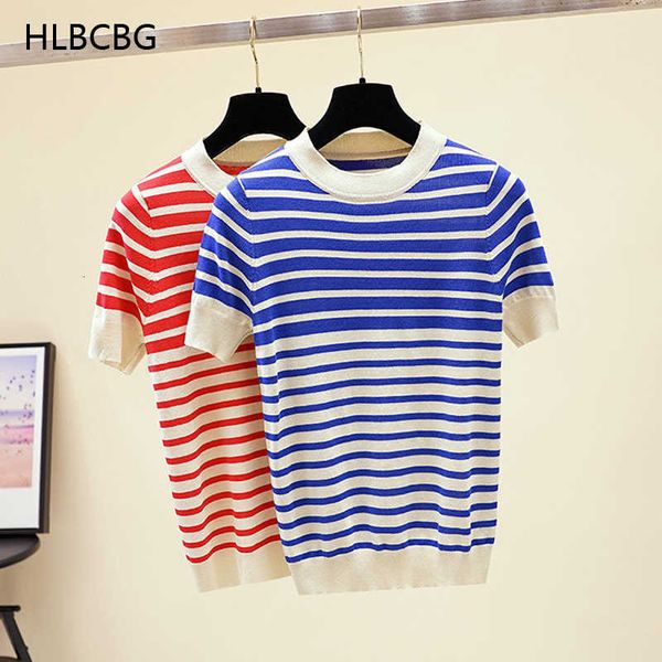 women's t-shirt thin knitted shirt stripe round neck summer woman slim short sleeve tees striped casual fyuc, White
women's t-shirt thin knitted shirt stripe round neck summer woman slim short sleeve tees striped casual fyuc, White