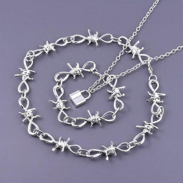 pendant necklaces rj fashion punk flame thorns necklace padlock bramble rock chain bracelet oorbellen hip hop collar lady girl jewelr, Silver
pendant necklaces rj fashion punk flame thorns necklace padlock bramble rock chain bracelet oorbellen hip hop collar lady girl jewelr, Silver