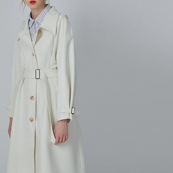 women's trench coats white windbreaker women 2021 spring and autumn korean version temperament loose coat lapel medium long simple, Tan;black 
women's trench coats white windbreaker women 2021 spring and autumn korean version temperament loose coat lapel medium long simple, Tan;black