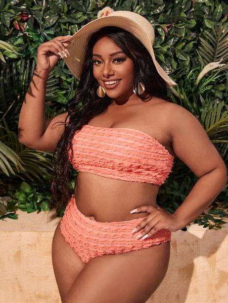 plus lettuce trim bandeau bikini swimsuit m5dg#, Black
plus lettuce trim bandeau bikini swimsuit m5dg#, Black