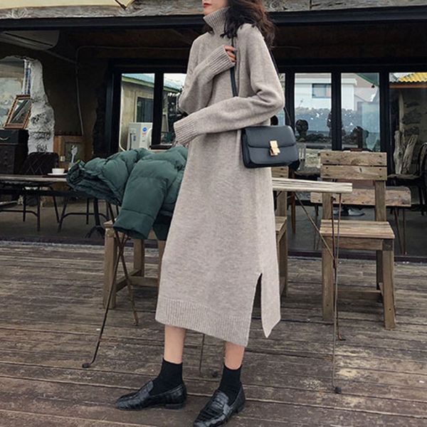 long sweater women turtleneck autumn black dress solid stretch knitted long sleeve korean fashion clothes beige casual, White;black
long sweater women turtleneck autumn black dress solid stretch knitted long sleeve korean fashion clothes beige casual, White;black