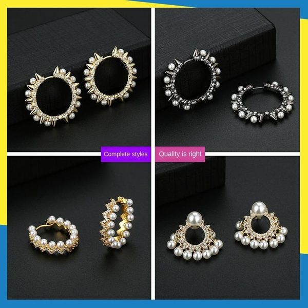 pearl diamond earrings personality exaggerated niche design temperament wild women's brand jewelry stud, Golden;silver
pearl diamond earrings personality exaggerated niche design temperament wild women's brand jewelry stud, Golden;silver