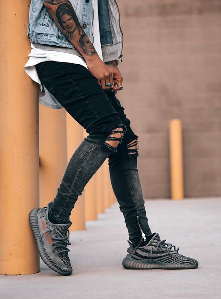 men's jeans 2021 spring and summer small feet broken hole zipper foot mouth black fashion denim pants, Blue
men's jeans 2021 spring and summer small feet broken hole zipper foot mouth black fashion denim pants, Blue