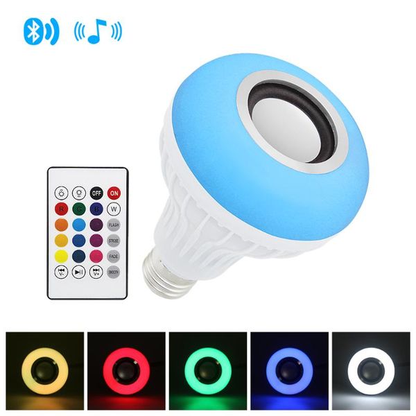 bulbs smart e27 led bulb rgb light wireless bluetooth audio speaker music playing dimmable lamp with 24 keys remote control
bulbs smart e27 led bulb rgb light wireless bluetooth audio speaker music playing dimmable lamp with 24 keys remote control