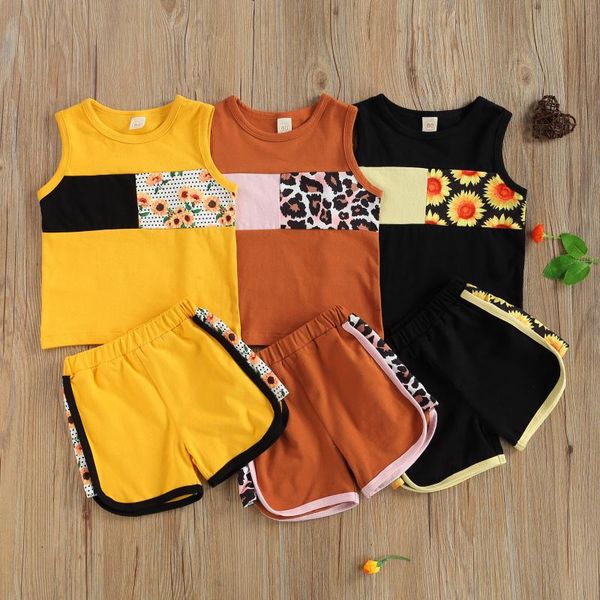 1-5years children tank + shorts, sunflower print color block casual cool summer clothing sets, White
1-5years children tank + shorts, sunflower print color block casual cool summer clothing sets, White