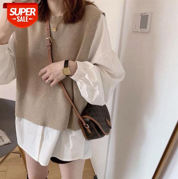 spring age reduction set female fashion shirt + vest two-piece #hg8w, Black 
spring age reduction set female fashion shirt + vest two-piece #hg8w, Black