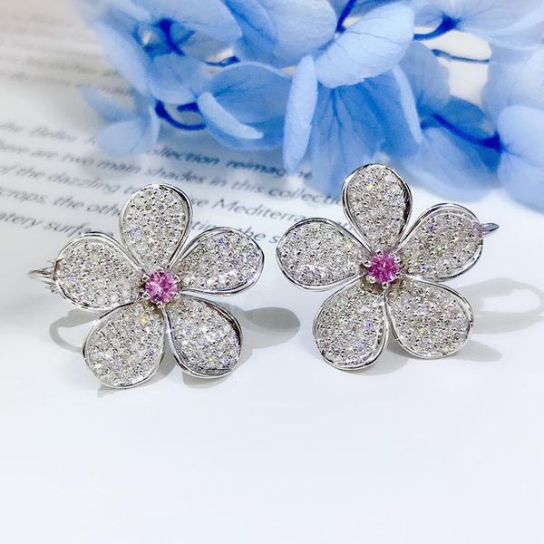 stud white zircon earring pink flower wedding party engagement jewelry gift for women, Golden;silver
stud white zircon earring pink flower wedding party engagement jewelry gift for women, Golden;silver