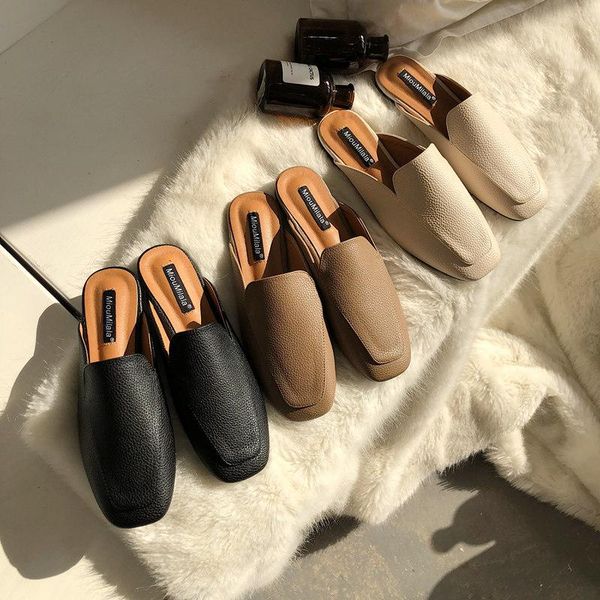 slippers women mules slipper soft leather round toe slip on outdoor sandal causal flat heel slides, Black
slippers women mules slipper soft leather round toe slip on outdoor sandal causal flat heel slides, Black