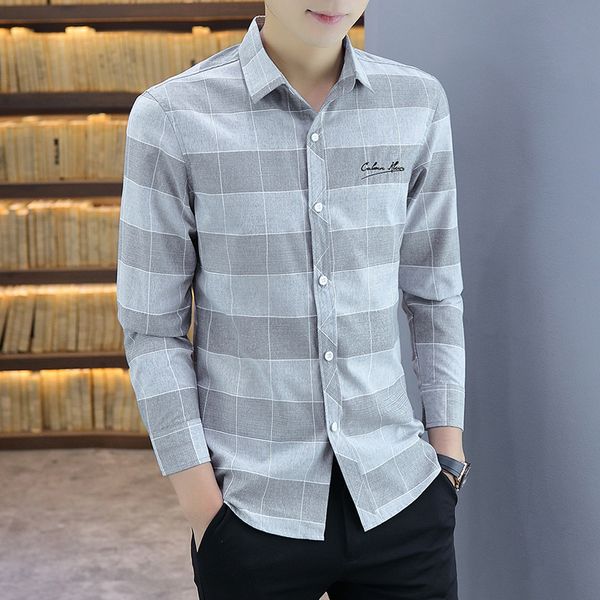 2021 spring autumn fashion men's long sleeve shirt plaid trend handsome casual, White;black
2021 spring autumn fashion men's long sleeve shirt plaid trend handsome casual, White;black