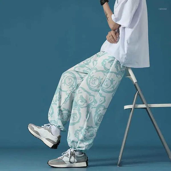 men's pants men summer korean bear print male streetwear hip hop oversized trousers straight drawstring loose casual, Black
men's pants men summer korean bear print male streetwear hip hop oversized trousers straight drawstring loose casual, Black