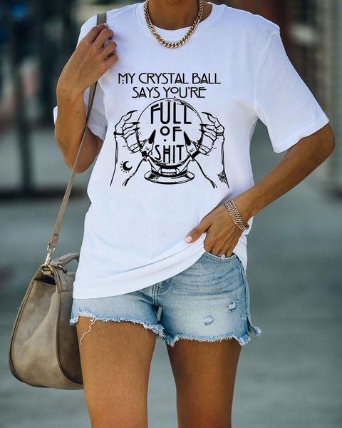my crystal ball women shirt comfort street style tee female witch printing crewneck t-shirt goth woman short sleeve women's, White
my crystal ball women shirt comfort street style tee female witch printing crewneck t-shirt goth woman short sleeve women's, White