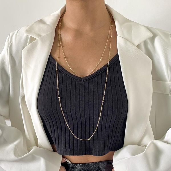 chains trendy round bead chain long necklace for women gold color double layer beads choker lady sweater, Silver
chains trendy round bead chain long necklace for women gold color double layer beads choker lady sweater, Silver